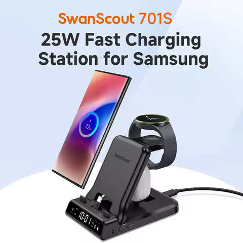 SwanScout 701S Charging Station for Samsung S25 Ultra S24+ S23 Z Flip 7 Z Fold 6 Charger for Galaxy