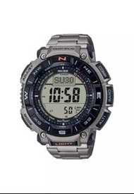 太子/銅鑼灣門市 Casio CASIO Pro Trek ProTrek 鈦金屬 錶帶 不鏽鋼 錶扣 日出/日落時間顯示 100 米防水 指南針 溫度計 氣壓計 測高 耐低溫 太陽能 光動能 黑銀色