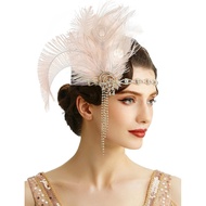 BABEYOND 1920s Flapper Headpiece Headband - Roaring 20s Great Gatsby Feather Headband 1920s Flapper 