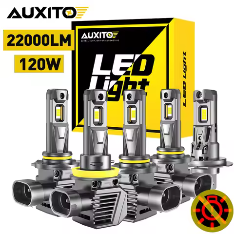 AUXITO 2Pcs 22000LM 9012 HIR2 LED Headlight CANBUS No Error 9005 HB3 H8 H9 H11 LED Headlamp Bulb 120