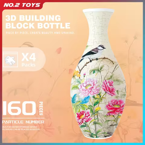 160Pieces 3D Vase Flower Puzzle DIY Chinese Vase for Bouquet Flower Handmade Three-dimensional Vase 