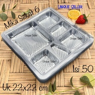6-Section Mica Box Size 22x22 cm contains 50 pcs for 22 cm 22 cm Box Side Dish Mica contains 6 Middl