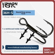 LIZMON 5pcs Baitholder Hook, High Carbon Steel 3/0#-6# Size Spinpoler Treble Hook, Fishhook Black Ni