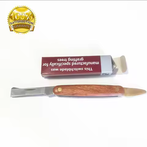 Foldable Plant Grafting Pruning Knife 3Cr13 Stainless Steel Grafting Cutter Tool Garden Wooden Handl