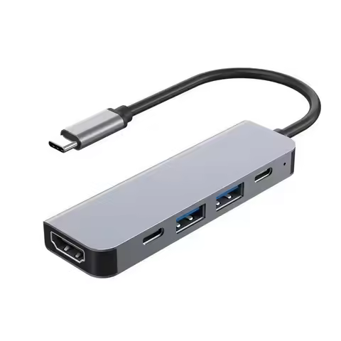 5-in-1 Type-C Hub & USB-C Dock - Multi-Function Adapter for Phone, PC, and Mac