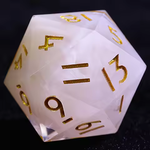 9 Polyhedral Resin Dice D and D Set White Clouds