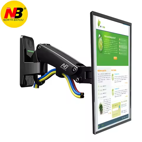 NB F120 17-27" Gas Spring Full Motion TV Wall Mount LCD Monitor Holder Aluminum Arm Bracket Silver B