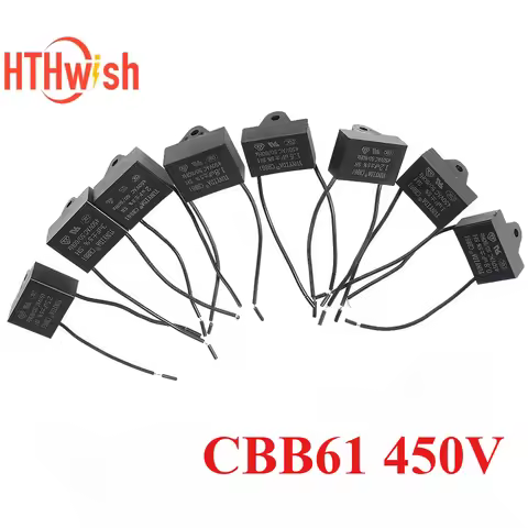 1PC 450V CBB61 Fan Capacitor Terminal Ceiling Fan Motor Running Rectangle Capacitor 1uf/1.2uf/1.5uf/