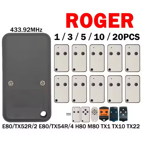ROGER Technology E80 TX52R 2 E80 TX54R 4 TX22 H80 M80 TX1 TX10 Garage Door Opener Remote Control Com