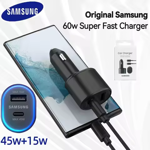Pd Samsung Phones Charger Car 60w 45w 25w 15w Super Fast Charging 2.0 Dual Usb Galaxy S24 S23 Fe S22