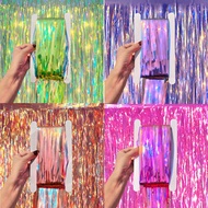 2M Colorful Golden Rain Silk Curtain Birthday Party Decoration Colorful Background Outdoor Decoratio