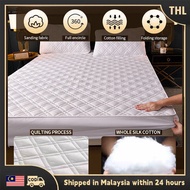 TaiHaoLe 3 IN 1 Mattress Protector Fitted Cadar Queen/King Size Bedsheet Single With Cotton