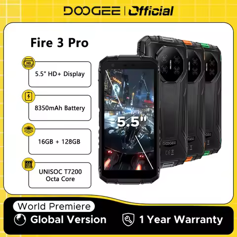 Global Version DOOGEE Fire 3 Pro Rugged Phone 16GB 128GB 5.5" HD+ Display 8350mAh Battery UNISOC T72