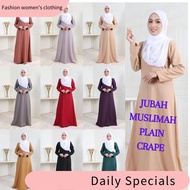turban ✣Jubah Muslimah | Jubah Plain Como Crepe Ready Stock | Jubah Umerah Plain | Long Dress Wit Side Pocket❇