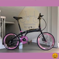 Fnhon Tornado 22” • 9 Speeds Shimano • Litepro Aero Wheelset • Black Pink • Folding Foldable Foldie Fold Bicycle Bike • 451 tyres 20” inches • Fnhon Blast Master Gust Tornado Dahon Bifold Tern • Customise My Bicycle •