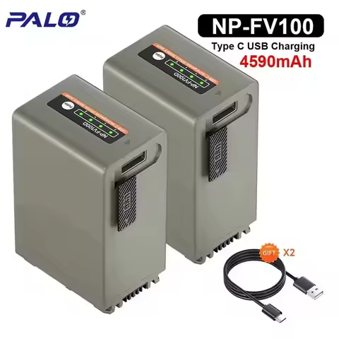 PALO 4590mAh NP-FV100 NP-FV70 Battery with 5V/2A Type-C Input for Sony FDR-AX33, FDR-AX53, FDR-AX60,