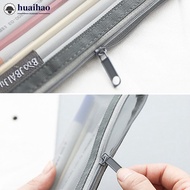 HUAIHAO Stationery Transparent Mesh Pencil Case Office School Supplies Makeup Bag Organizer with Zip
