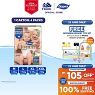 Drypers Touch Pants Baby Pants Diapers M44/ L38/ XL34/ XXL30 (4 Packs) - Super Soft & 12hr Dryness