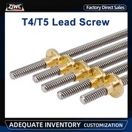 T4/T5 Lead Screw With 304 Stainless Steel Dia 4mm / 5mm Pitch 1mm L 100/150/200/250/300/350/400/500m