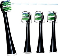 Replacement Flossing Toothbrush Heads Compatible with WaterPik Sonic Fusion 2.0 Brush and Flosser Combo… SF-01 / SF-02 / SF-03 / SF-04 with Crystal Cap - 3 Count (Compact Size, Black)