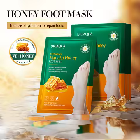 5 Pairs BIOAQUA Honey Exfoliating Foot Mask Feet Pedicure Remove Dead Skin Moisturizing Foot Exfolia