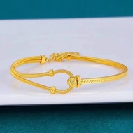 Gold 999.9 Spring Horseshoe Buckle Bracelet C-Shaped Interlocking Bracelet Adjustable AB Chain