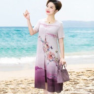 Sold Out No Replenishment 2024 Middle-aged Elderly Women's Dress Mother's Dress Dress Sold Out No Re