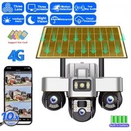 V380 PRO กล้องวงจรปิดพลังงานแสงอาทิตย์ 4G เลนส์ พร้อมซิมการ์ด 4G PTZ 3 ตัว HD กันน้ำกลางแจ้ง กล้องวง