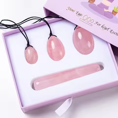 Pure Natural Rose Quartz Yoni Egg Vaginal Muscles Tightening Ball Women Kegel Exerciser Pink Crystal