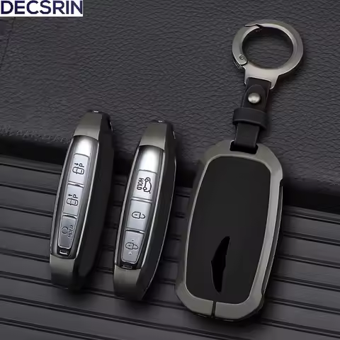 2025 New Zinc Alloy+Leather Car Key Case Cover Shell Fob For Genesis G80 2023 2024 2025 G70 G90 G90R
