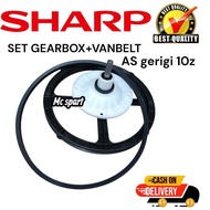 MESIN ES-T75E SHARP THIN GEARBOX SET + VNDBELT SHARP WASHING MACHINE GIRBOX 6-7kg 2 WIDE PULLY TUBS