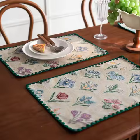 4/5/6Pack Vintage Jacquard Table Mat 12x18 Inch Christmas Table Decorations Wedding Napkins for Kitc