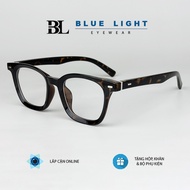 BLUE LIGHT Men's/Women's Shortsighted Glasses Frames, Small Square Plastic Angular Glossy Black, Tor