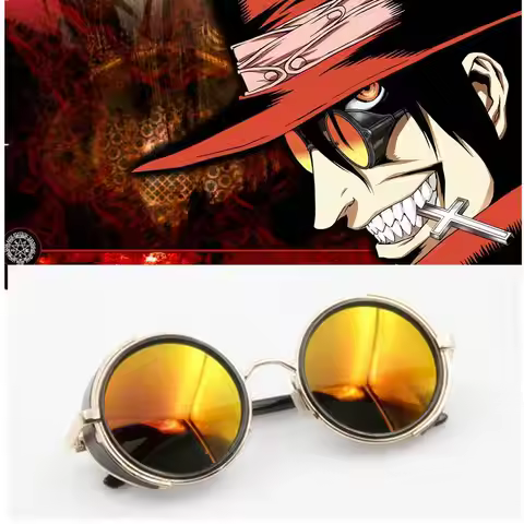 Hellsing Anime Alucard Vampire Hunter Tailored Cosplay Glasses Orange Sunglasses Costume Props Acces