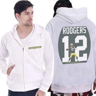 Aaron Rodgers Hoodie Jacket Zipper Hoodie Cotton Fleece Material New Zipper Hoodie White