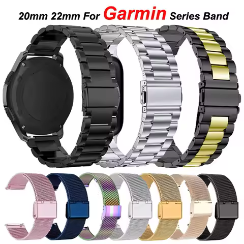 20mm 22mm Metal Watch Band For Garmin Forerunner 55 158 745 255 255 Music/965/265 Bracelet For Garmi