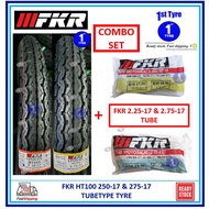 [2 PCS]*COMBO SET*FKR MOTORCYCLE TYRE COMBO HT100 TUBETYPE WITH FKR TUBE [2024](FKR)(DUNLOP)(BUNGA T