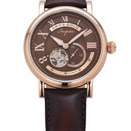 ARIES GOLD AUTOMATIC INSPIRE GAUNTLET VINTAGE ROSE GOLD STAINLESS STEEL G 903 RG-CF BROWN LEATHER STRAP MEN'S WATCH
