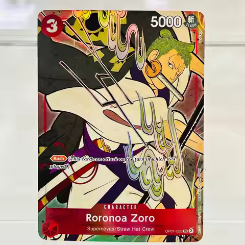 One Piece Roronoa Zoro OP01-025 English Card with Holographic Texture Perfect Condition DIY Premium 