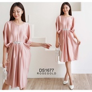 Sky Xl-Xxl - DS1677 - Kaftan Dress For Ied Basic Silk Pregnant Friendly - ROSE GOLD