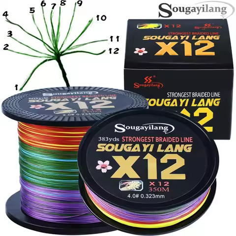 Sougayilang NEW X12 Fishing Line 150M 350M 550M PE Line 12 Strands Reverse Spiral Tech Multifilament