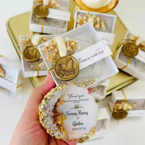 Personalized Wedding Gold Epoxy Magnet Favor,Engagement Favor,25th 50th Anniversary Favor,Save the d