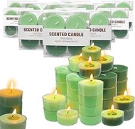 36 Pack Scented Tealight Candles, White Bee Wax & Soy Wax Blended Candle, 2 Scents Fig & Pear and Wo