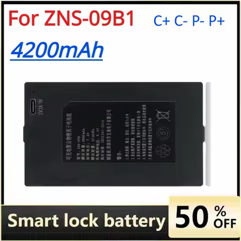 7.4V 4200mAh Lithium Smart Door Lock Battery for ZNS-09B1 Rechargeable Batteries C+ C- P- P+
