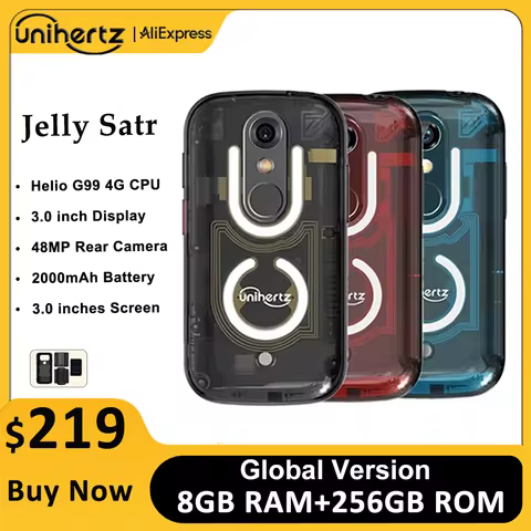 Unihertz Jelly Star Mini Smartphone Android 13 8GB 256GB Led Light Unlocked Transparent Backshell Ce
