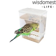 WISDOMEST No-Mess Bird Feeder, Hold 400g / 14oz  Plastic Parrot Automatic Spill Food Box, Easy To Us