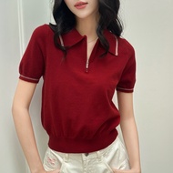 Yunin Mieu Est.2013 wool polo shirt with front zipper, vintage style