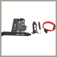 (QJWR) Dual USB3.0 & Type-C M.2 PCIe Adapter M2 SSD SATA B Key to PCI-E Controller Converter Riser C