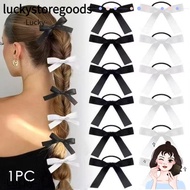 LUCKYSTOREGOODS Bow Hair Tie, Fabric Elastic Memorial Black Hair Ties with Bow, High Quality Black B