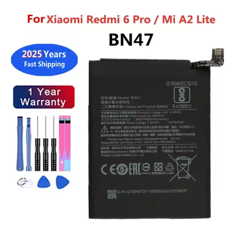 2025 Years Battery BN47 For Xiaomi Mi A2 Lite A2Lite Redmi 6Pro 6 Pro 4000mAh Battery Bateria Fast S